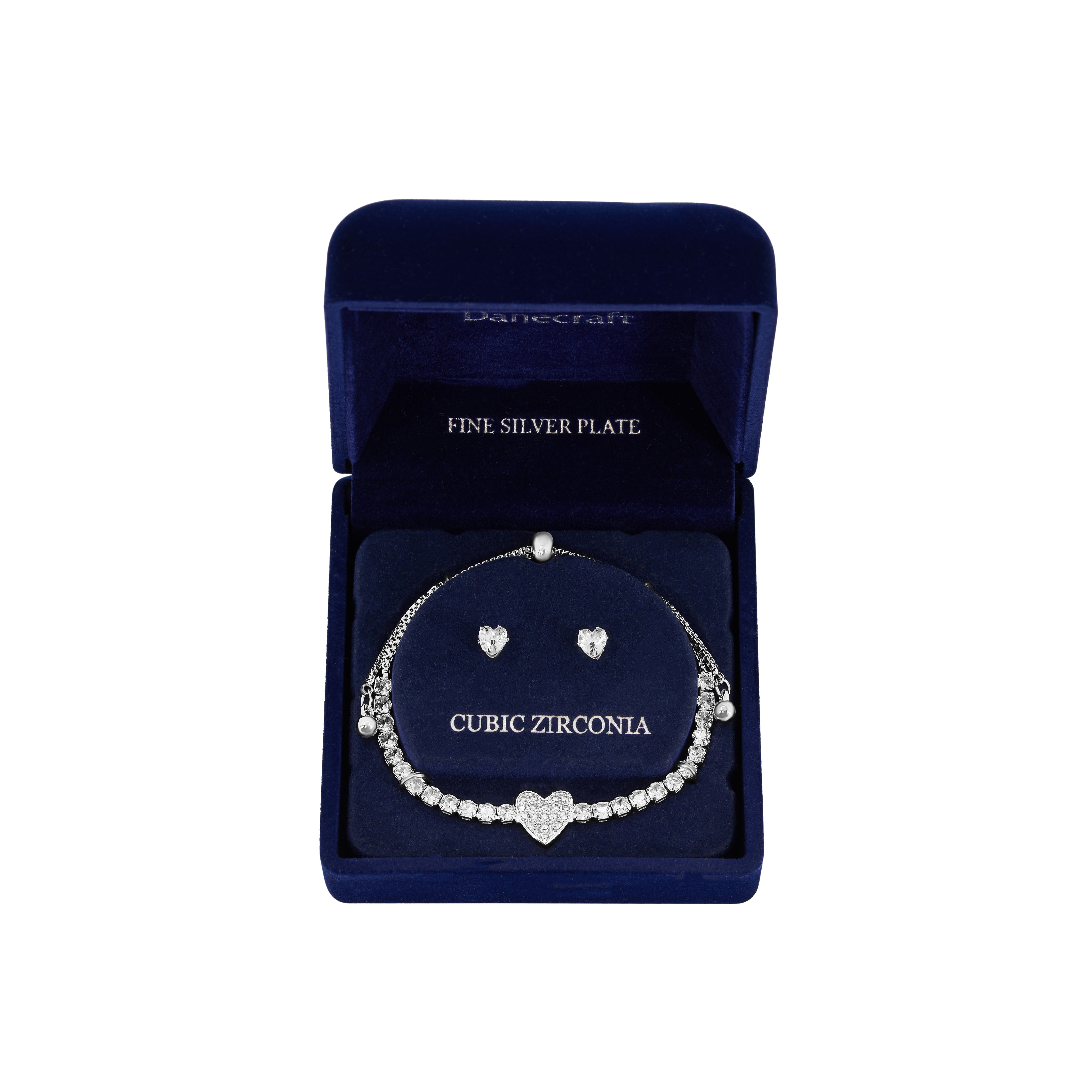 Danecraft Cubic Zirconia Tennis Bracelet & Earrings Set