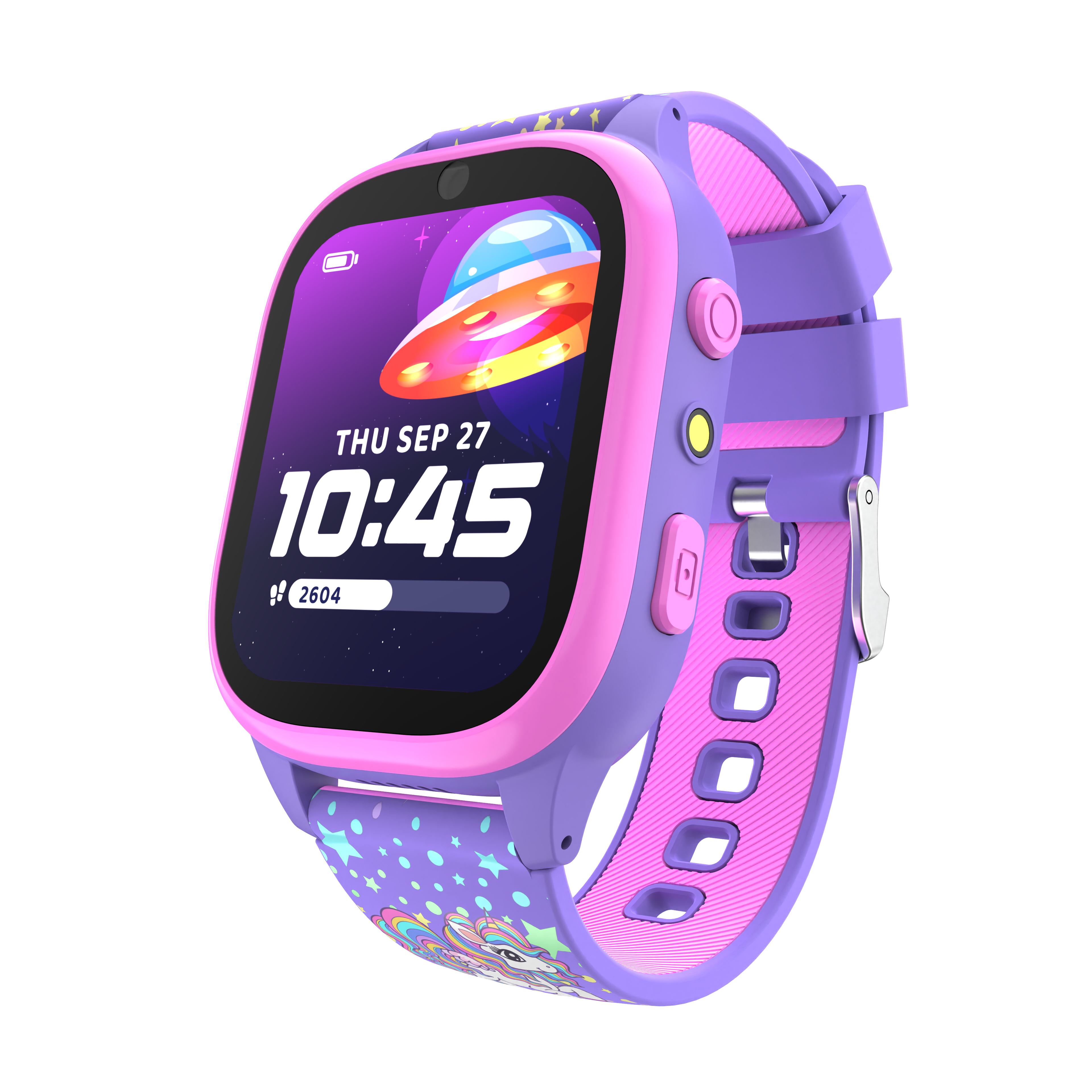 PlayZoom 4 Kids Smartwatch: Pink and Purple Print