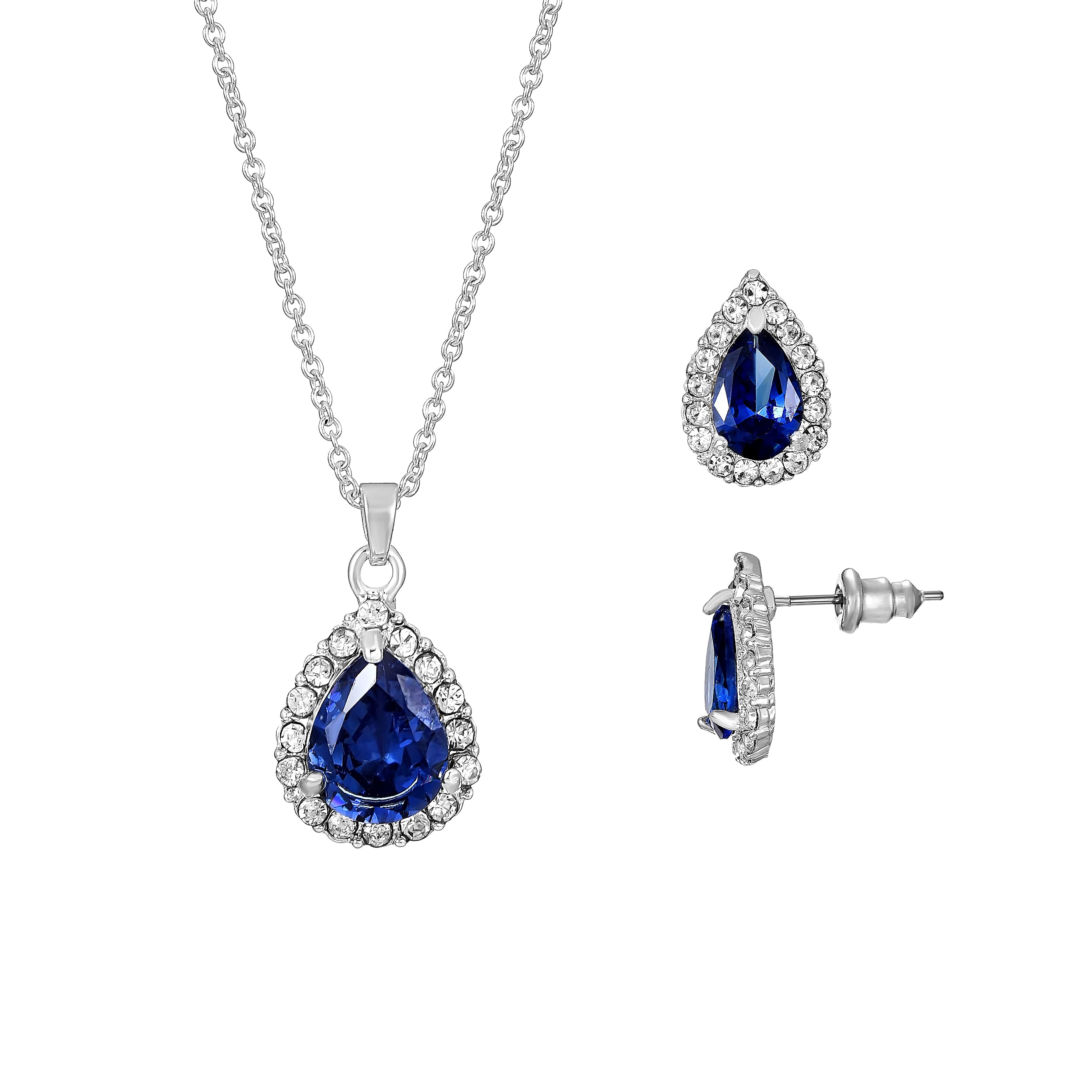 Danecraft Cubic Zirconia Teardrop Pendant Necklace & Earrings Set