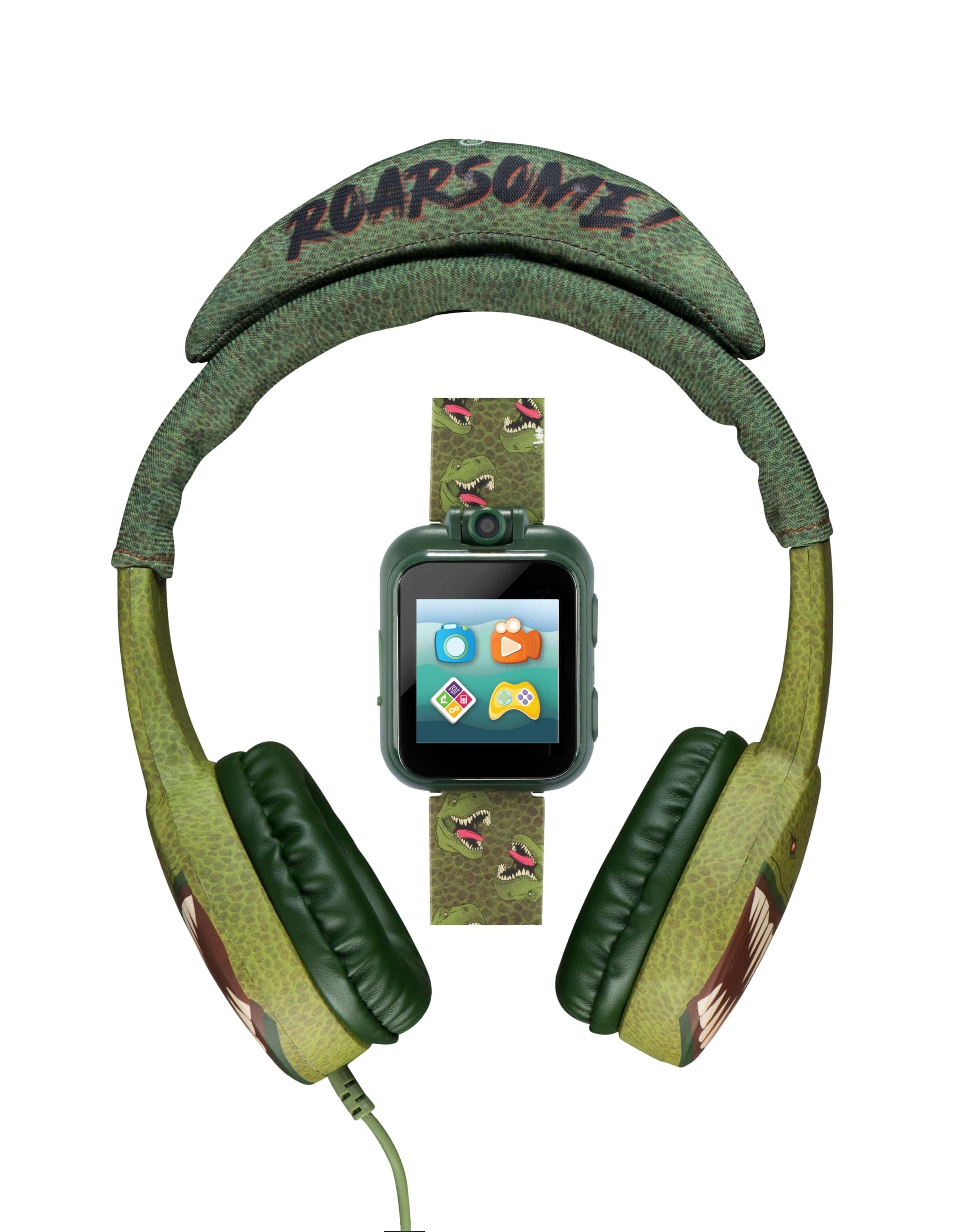 PlayZoom 2 Kids Smartwatch with Headphones: Green Dinosaur affordable smart watch with headphones