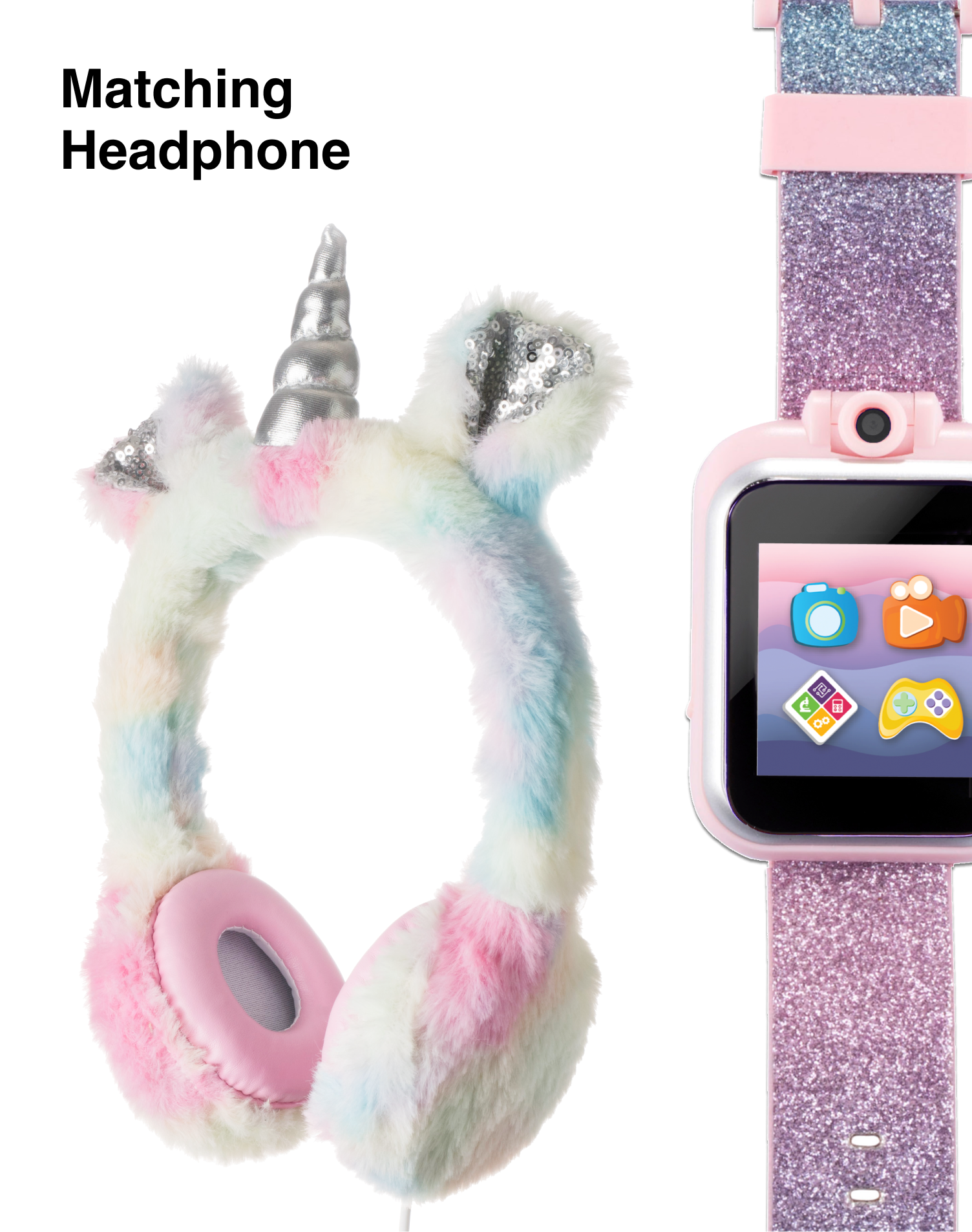 PlayZoom 2 Kids Smartwatch with Headphones: Multi Fuzzy Unicorn affordable smart watch with headphones