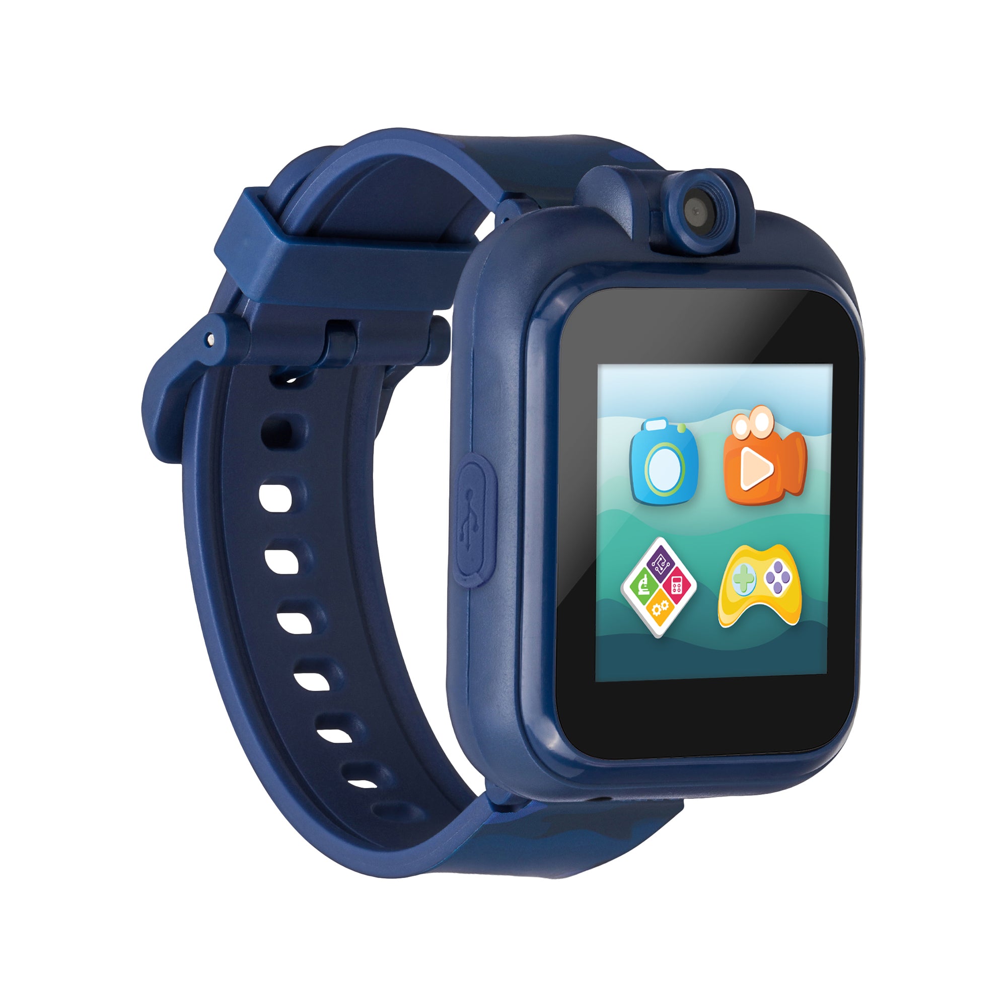 PlayZoom 2 Kids Smartwatch with Headphones: Blue Camouflage Print affordable smart watch with headphone